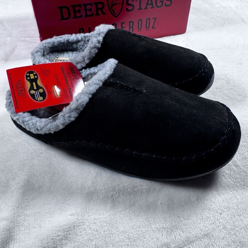 Deer Stags Slipperooz Nordic Slippers Mens 9M Womens 11M Indoor Outdoor Black